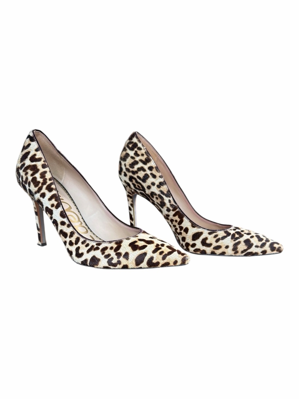 Sam Edelman Leopard Calf Hair Pointed Toe Pumps Heels Size 8 - Picture 4 of 13